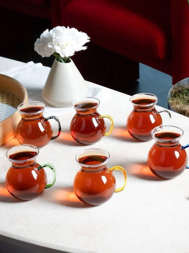 فنجان پیرکس تپل دسته رنگی - پک ۶ عددی